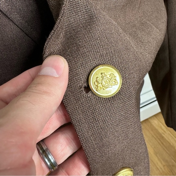 Vintage Stafford Brown Gold Button Hopsack Blazer - Picture 7 of 12